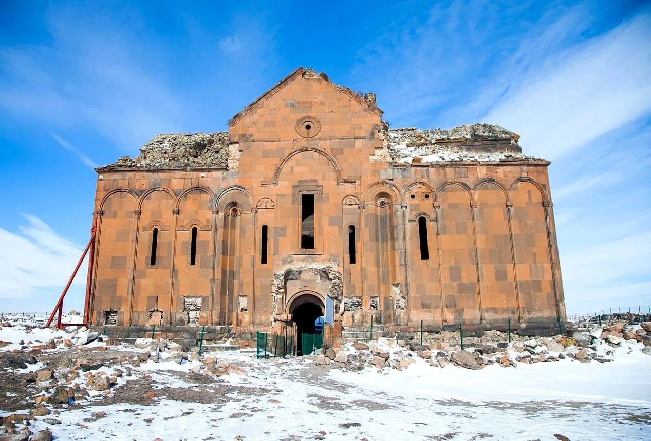 The cathedral of Ani in a snowy landscape