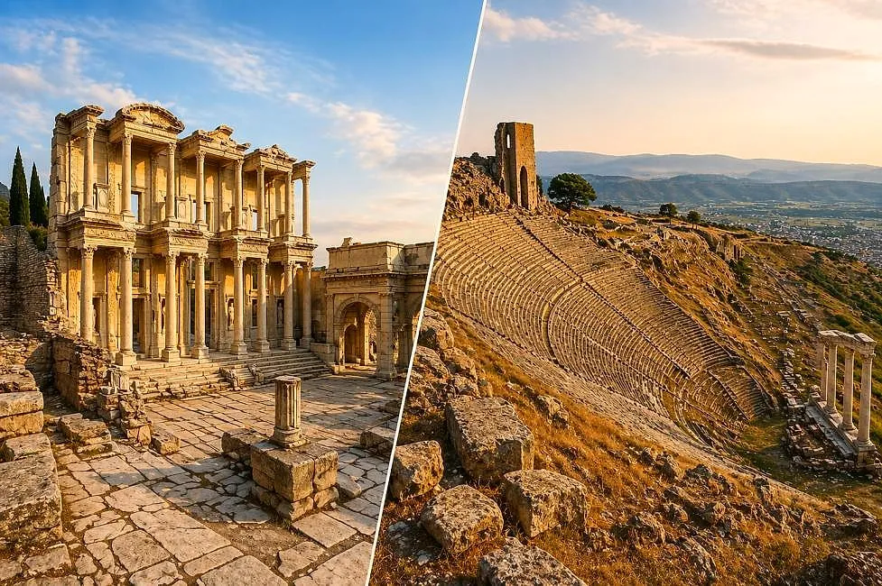 The Library of Celsus in Ephesus beside the theatre of Priene