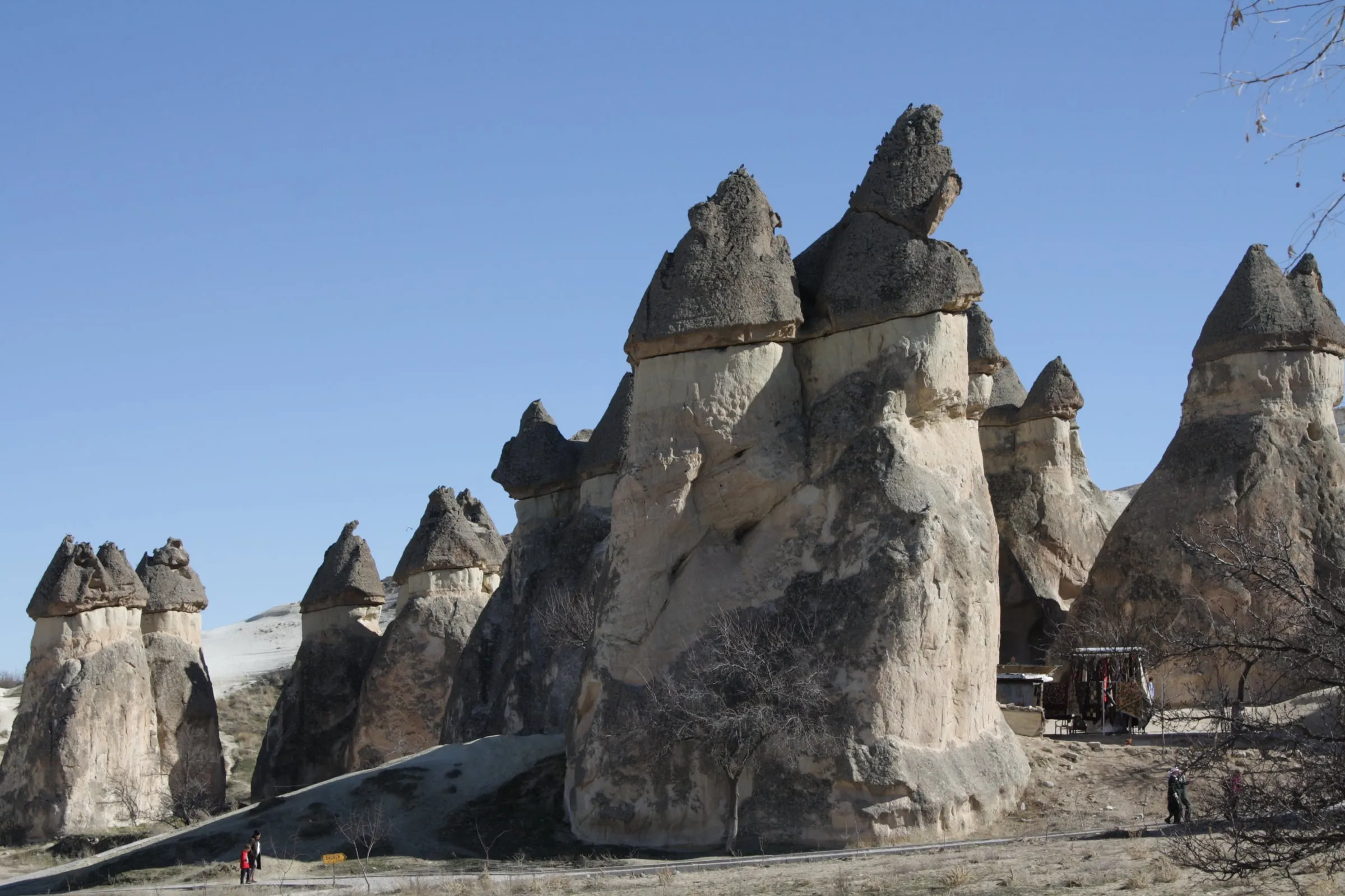 Fairy chimneys of Cappadocia under a blue sky