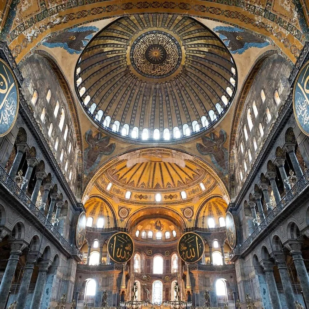 The vast dome and interior of Hagia Sophia