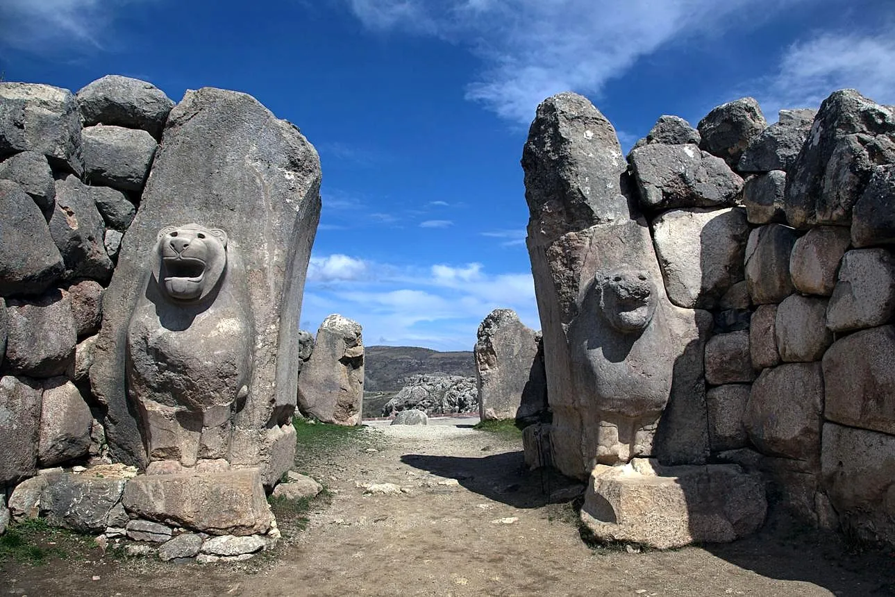 The ancient walls of Hattusa in the hills