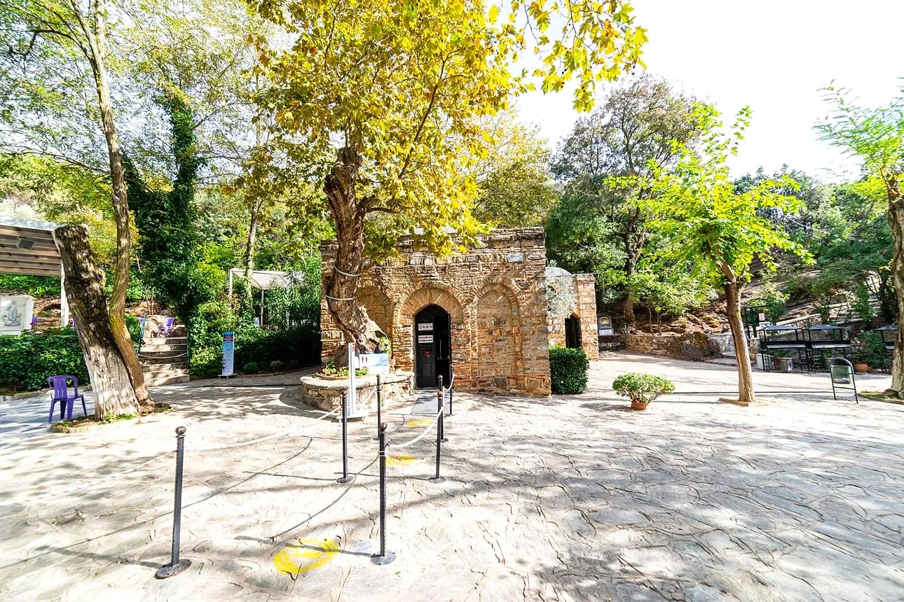 The small stone House of the Virgin Mary among the trees