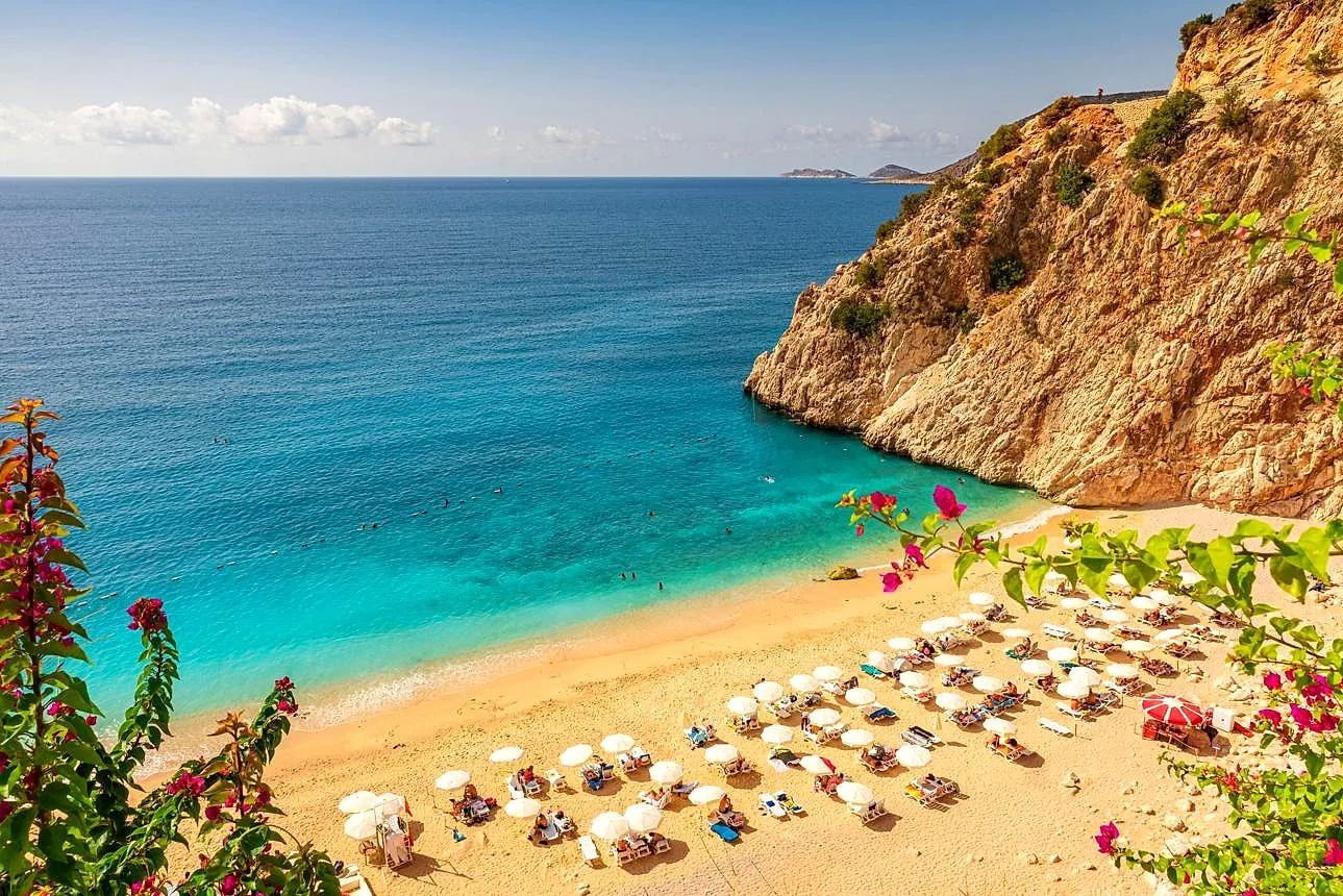 Kaputaş Beach and its turquoise water below the cliffs
