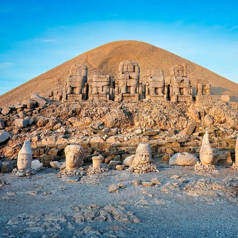 The summit of Mount Nemrut with its colossal statues