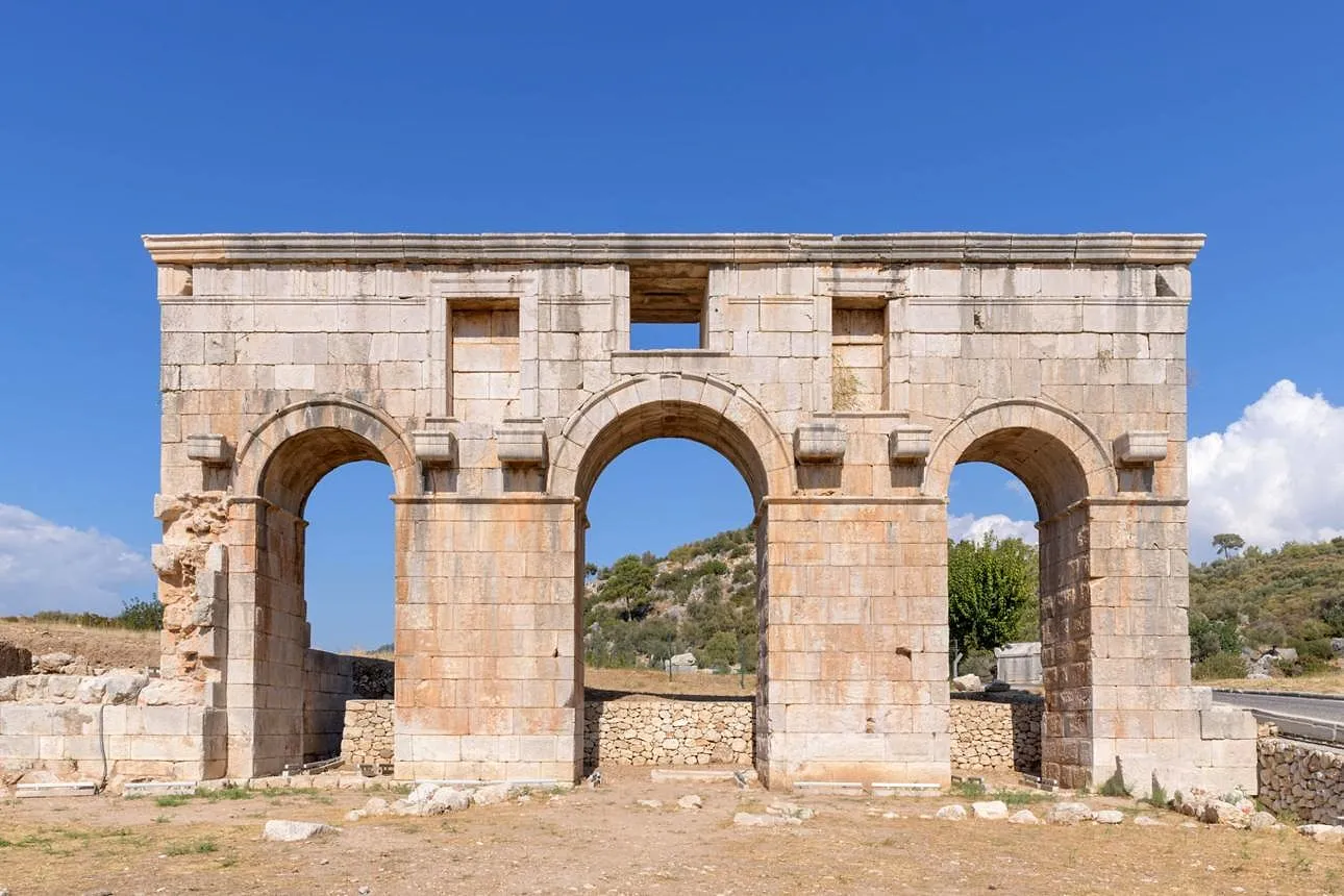 The triple-arched monumental gate of Patara