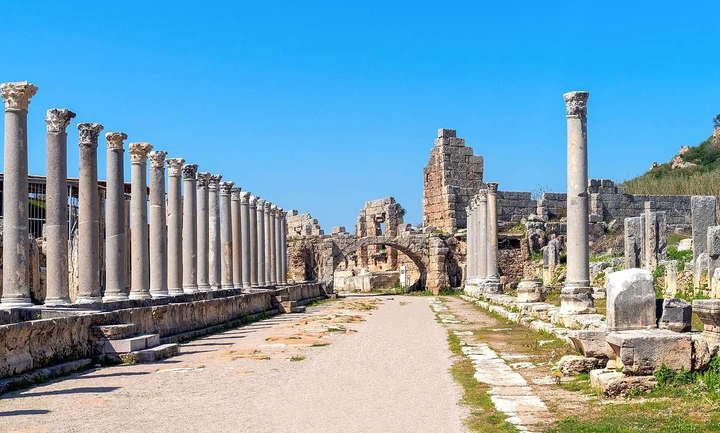 The long colonnaded street of Perge