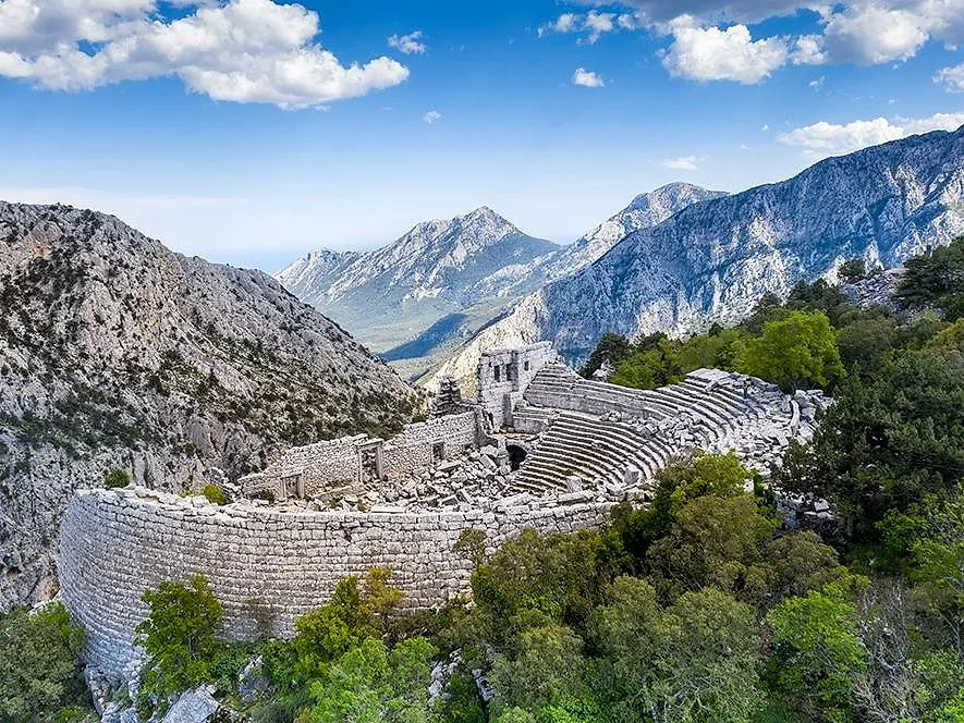 The mountain theatre of Termessos among rugged peaks