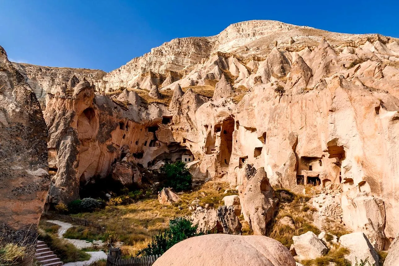 Cave dwellings carved into the cliffs of Zelve